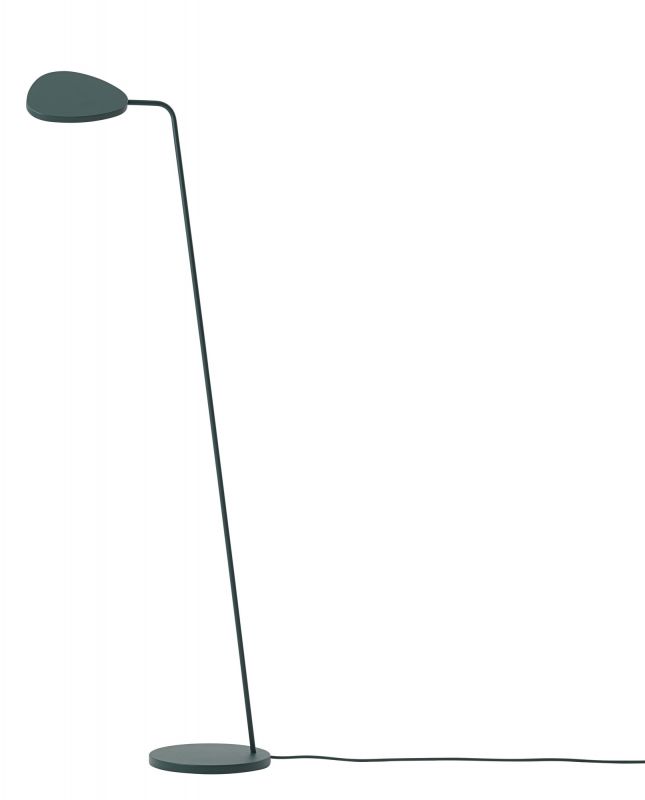 Dunkelgrüne Leaf Stehleuchte von Muuto: Moderne Bodenleuchte mit blattförmigem Lampenschirm für Wohnzimmer und Büro.